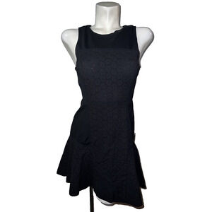 J. Crew Collection Women's Size 6 Petite Black Fit and Flare Eyelet Trim Dress